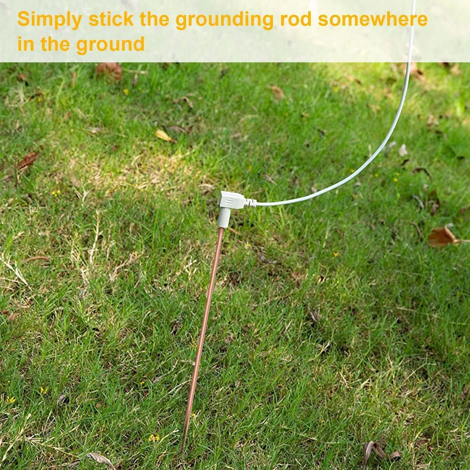 Grounding Rod with 40ft Wire, Connects Your Body to the Earth, Great to Use with Earthing Sheet, Grounding Mat, Pillowcase, Pad (Pure Copper)