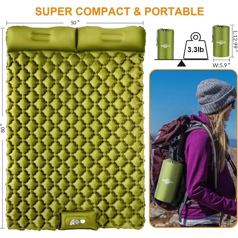 gukkicco ultralight self-inflating camping sleeping pad for 2