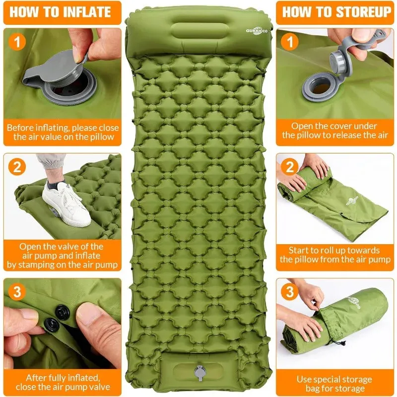 gukkicco ultralight self-inflating camping sleeping pad for 2