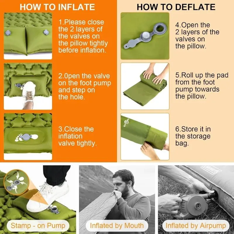 gukkicco ultralight self-inflating camping sleeping pad for 2