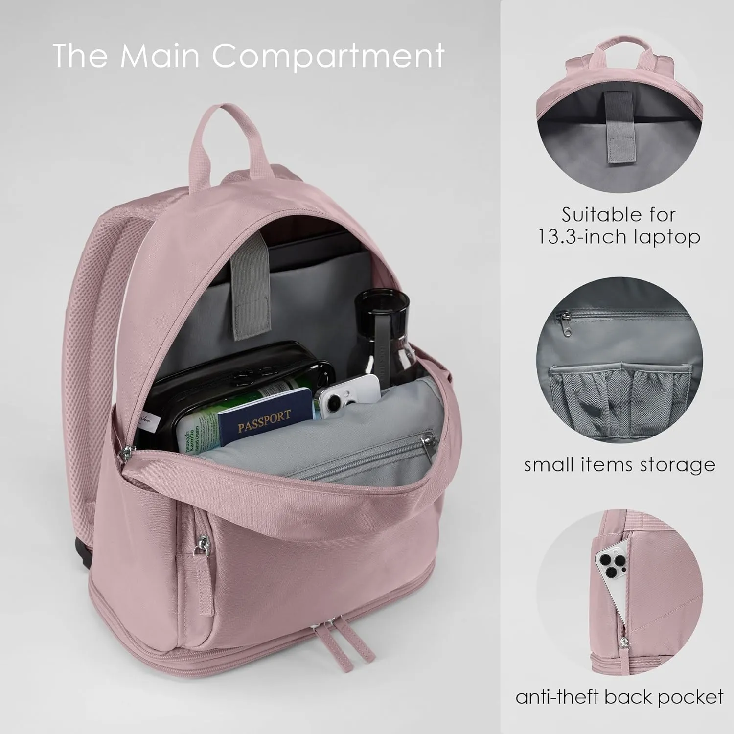Gym Backpack for Women Small Gym bag with Expandable Shoe Compartment Waterproof Travel Backpack 26L