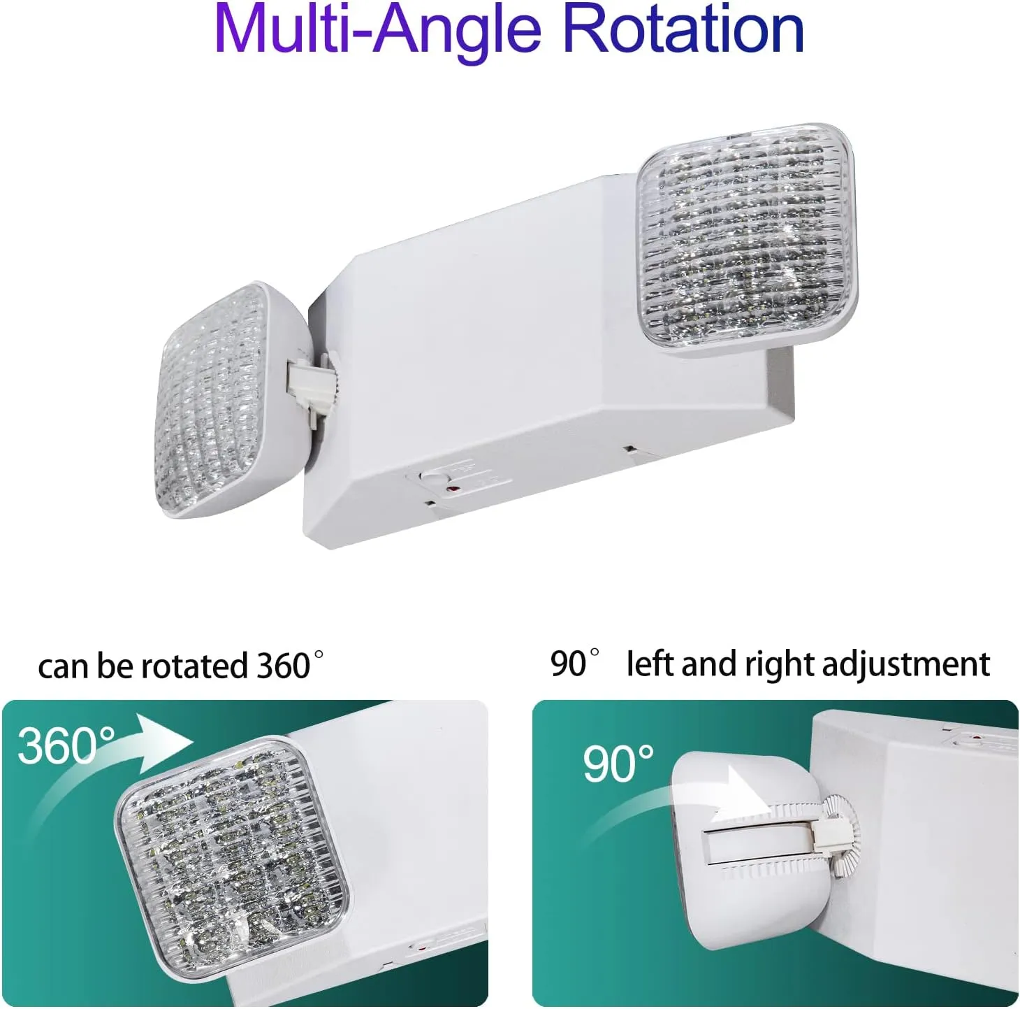 GZRUIYANG Emergency Lights with Battery Backup, LED Commercial Emergency Lighting Fixtures Two Head Adjustable, UL 924 Certified, Hardwired Emergency Exit Light for Business - 2 Pack(White)