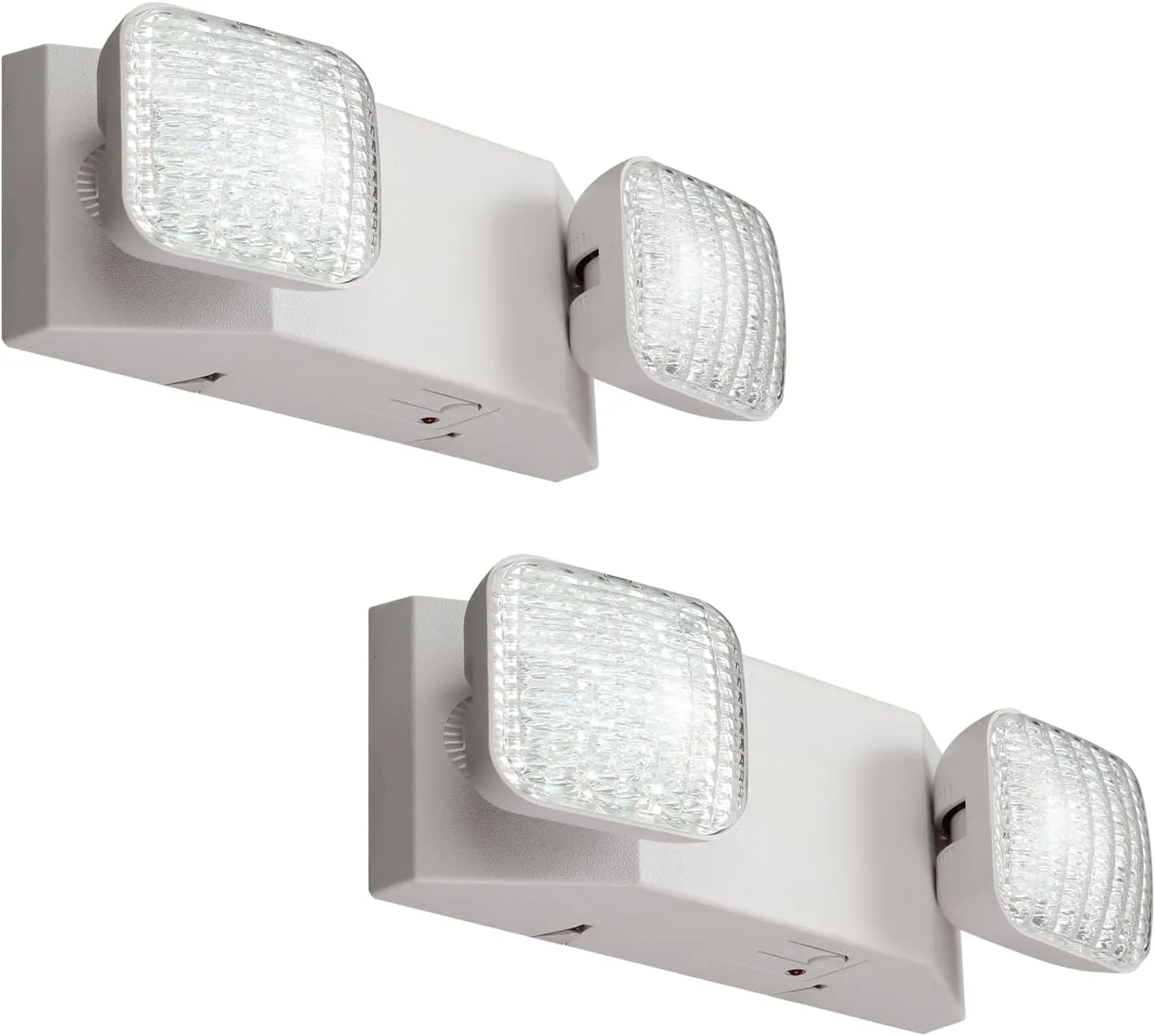 GZRUIYANG Emergency Lights with Battery Backup, LED Commercial Emergency Lighting Fixtures Two Head Adjustable, UL 924 Certified, Hardwired Emergency Exit Light for Business - 2 Pack(White)