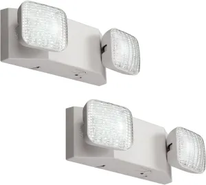 GZRUIYANG Emergency Lights with Battery Backup, LED Commercial Emergency Lighting Fixtures Two Head Adjustable, UL 924 Certified, Hardwired Emergency Exit Light for Business - 2 Pack(White)