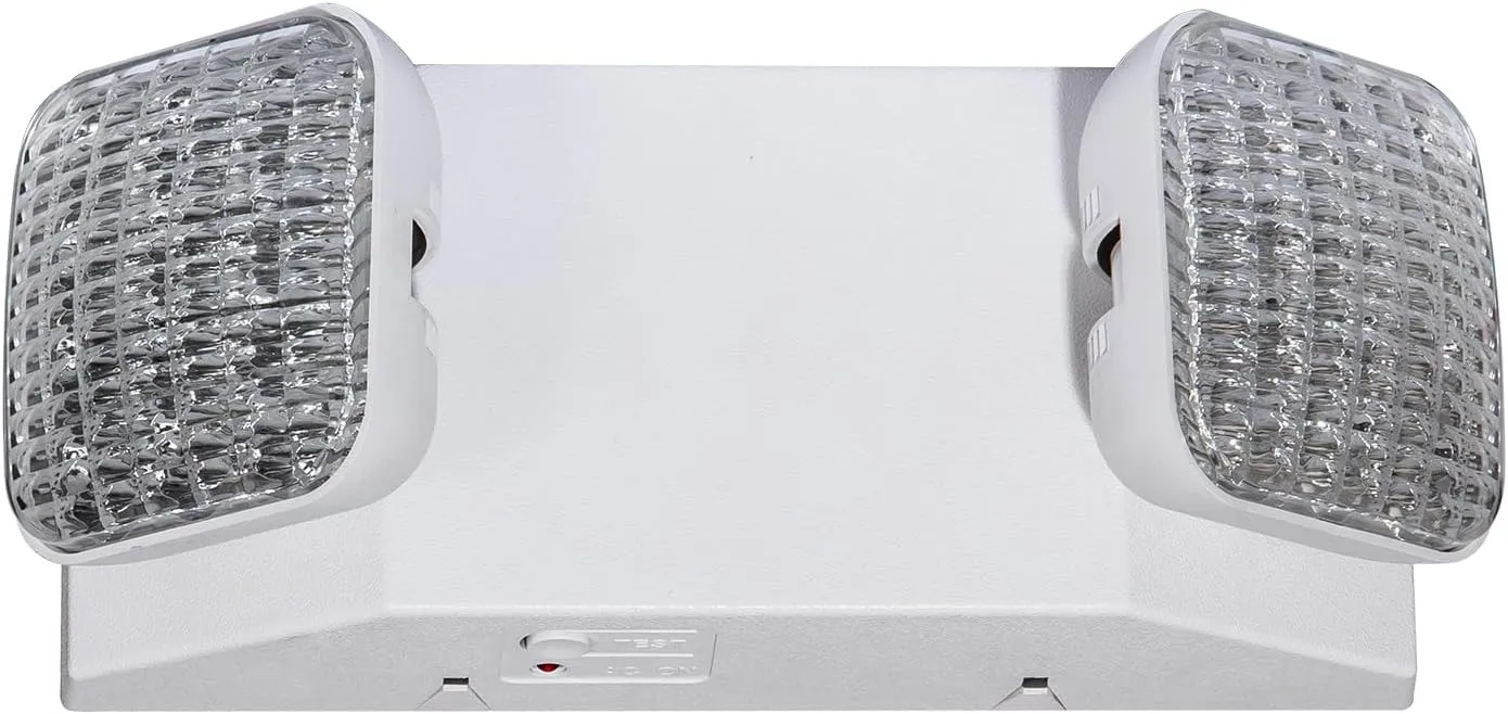 GZRUIYANG Emergency Lights with Battery Backup, LED Commercial Emergency Lighting Fixtures Two Head Adjustable, UL 924 Certified, Hardwired Emergency Exit Light for Business - 2 Pack(White)