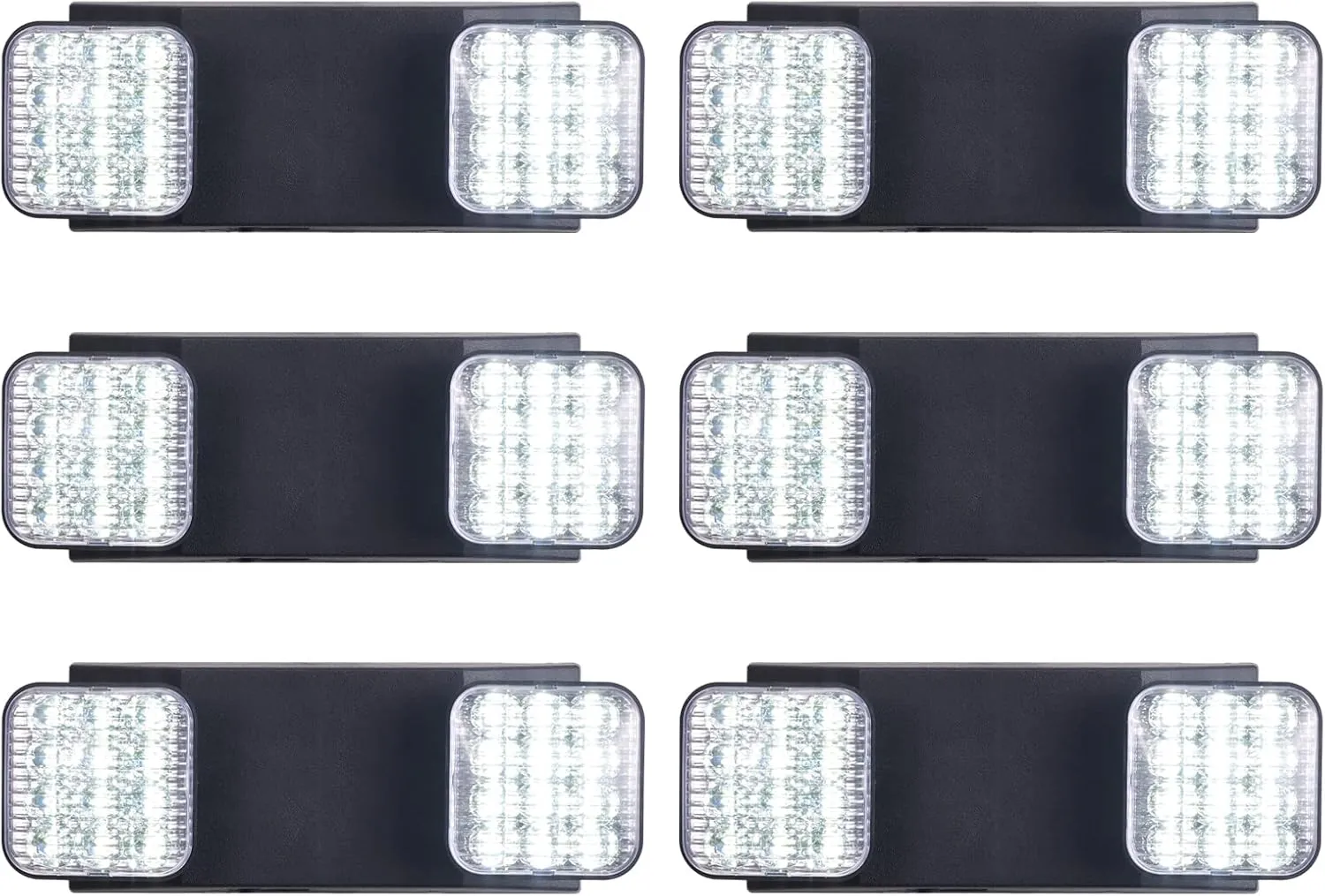 GZRUIYANG Emergency Lights with Battery Backup, LED Commercial Emergency Lighting Fixtures Two Head Adjustable, UL 924 Certified, Hardwired Emergency Exit Light for Business - 6 Pack(Black)