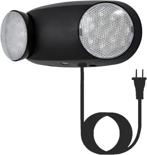 GZRUIYANG LED Emergency Lights with Battery Backup, Commercial Emergency Light Fixtures for Business Home Power Failure Emergency Exit Sign Lighting with 1.0 Meter Plug in Cord AC120V, Black