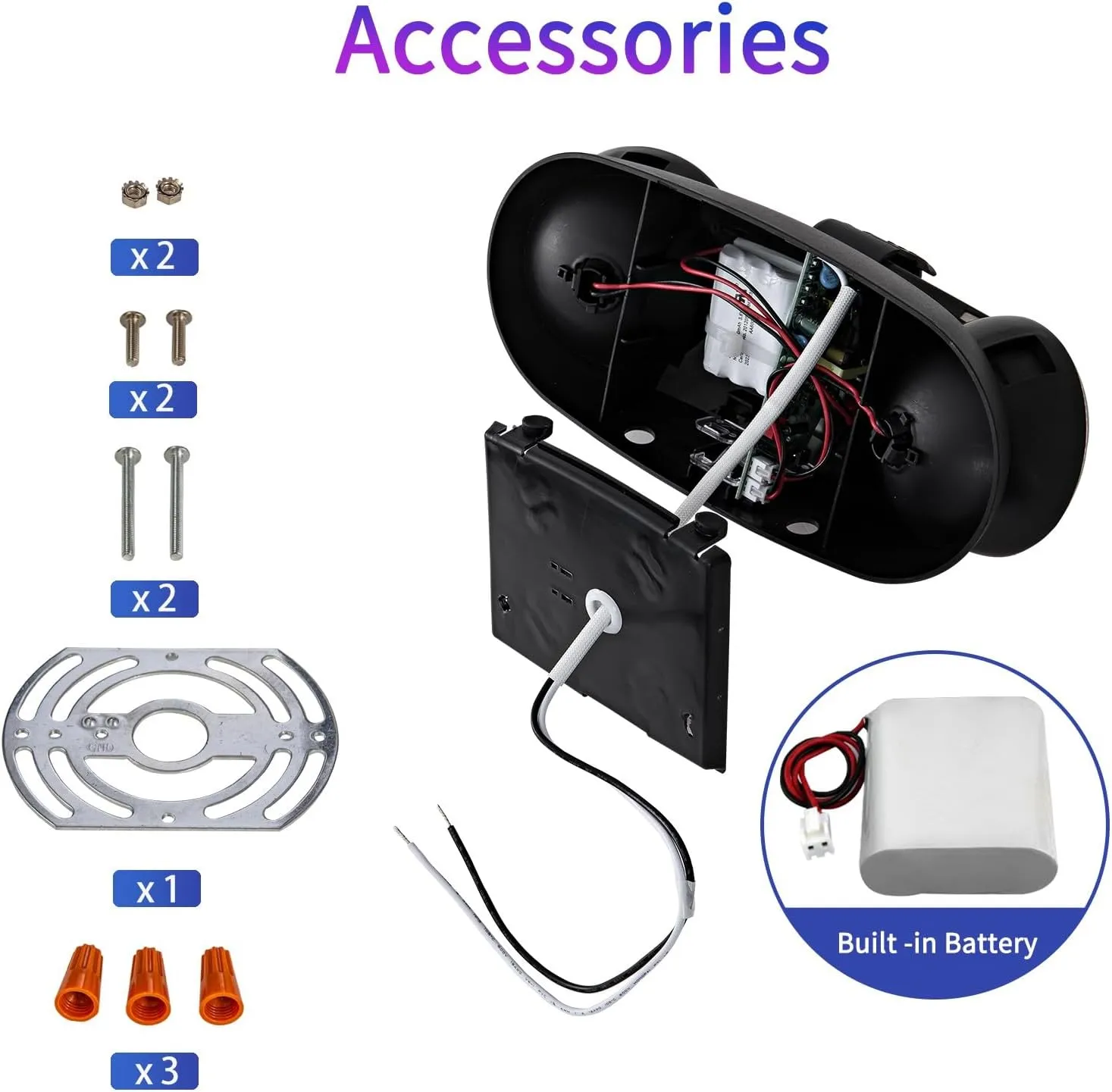 GZRUIYANG LED Emergency Lights with Battery Backup, Commercial Emergency Light Fixtures for Business Home Power Failure Emergency Exit Sign Lighting with 1.0 Meter Plug in Cord AC120V, Black