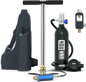 H400 Mini Scuba Tank 1.0L Scuba Tank Up to 20 Minutes Underwater Breathing Portable Diving Tank with On-Off Valve Reusable Pony Bottle for Underwater Exploration Emergency/Recreation