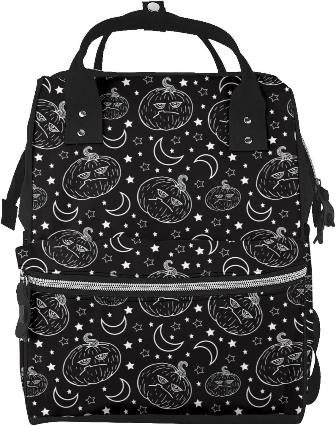 Halloween Moody Pumpkin Diaper Bag Backpack Large Capacity Multifunction with Insulated Pockets Waterproof Baby Diaper Bags Baby Travel Essentials for Dads, Moms, Newborns
