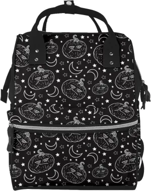 Halloween Moody Pumpkin Diaper Bag Backpack Large Capacity Multifunction with Insulated Pockets Waterproof Baby Diaper Bags Baby Travel Essentials for Dads, Moms, Newborns