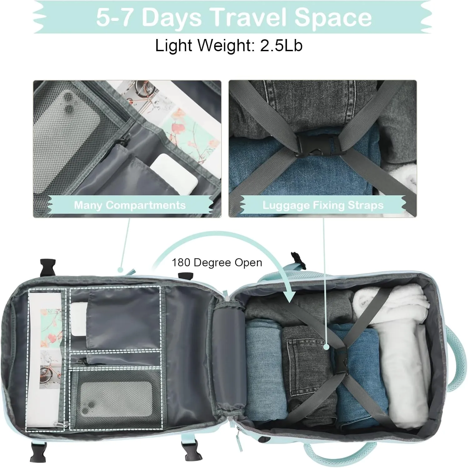 Hanples Travel Backpack for Women as Person Item Flight Approved, Large Carry On Backpack, 17.3 Inch Laptop Backpack, Waterproof Backpack, Hiking Backpack, Casual Bag (Mint Green)