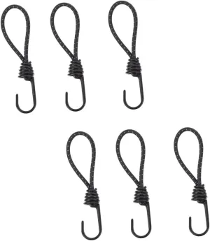 Happyyami 6pcs Hook Drawstring Black Hooks for Hanging Salt Cellar Tarp Clamp Waterproof Tarp Fixed Rope with Hook Outdoor Awning Bungee Rope with Buckle Truck Paint Fastener Rubber Tent