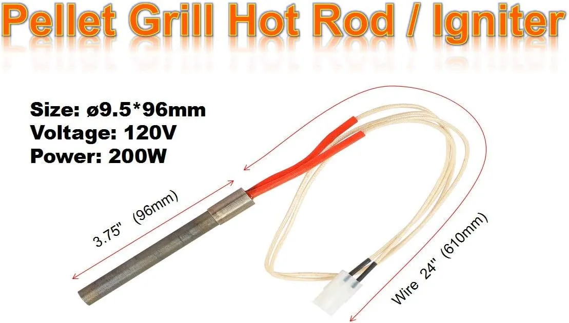 Heavy Black Enamel Fire Pot and Hot Rod Ignitor Kit Replacement Parts for Traeger and Pit boss and Camp Chef Pellet Grill (Enamel Fire Pot and Hot Rod)