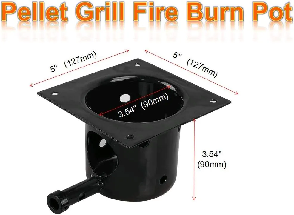 Heavy Black Enamel Fire Pot and Hot Rod Ignitor Kit Replacement Parts for Traeger and Pit boss and Camp Chef Pellet Grill (Enamel Fire Pot and Hot Rod)