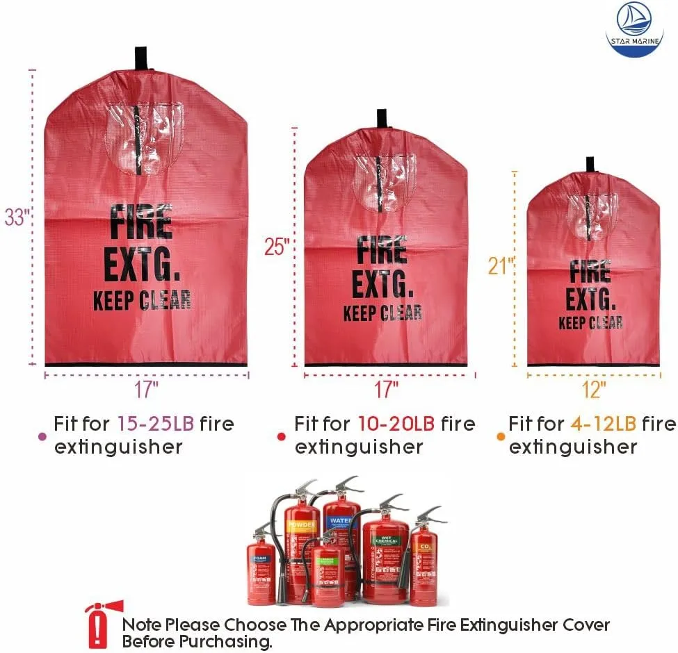 Heavy Duty Fire Extinguisher Cover with Window - Fire Protective Sleeve from Scuffs & Scratches Accessories (17" W x 33" L(Fit for 15-25LB))
