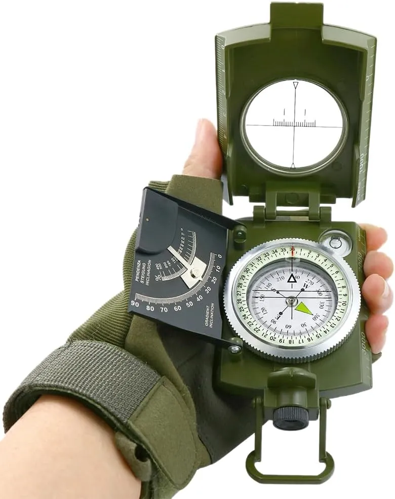 Heavy-Duty High-Precision Inclinometer American Multifunctional Green Compass Professional Military Compass with Sighting Clinometer Suitable