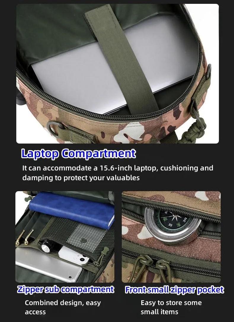 Heavy duty zipper military backpack Outdoor Tactical Backpack，Nylon canvas Knapsack，hiking camping travel Backpack， 3-day backpack，water resistant (CP)