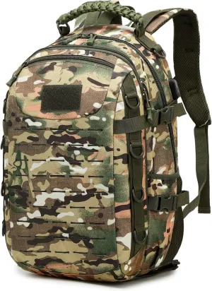 Heavy duty zipper military backpack Outdoor Tactical Backpack，Nylon canvas Knapsack，hiking camping travel Backpack， 3-day backpack，water resistant (CP)