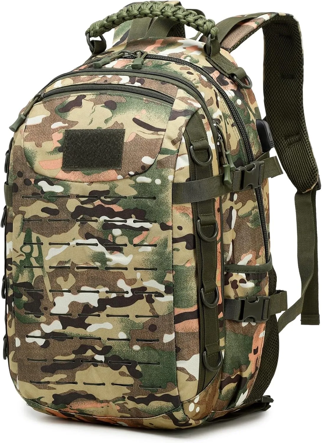 Heavy duty zipper military backpack Outdoor Tactical Backpack，Nylon canvas Knapsack，hiking camping travel Backpack， 3-day backpack，water resistant (CP)
