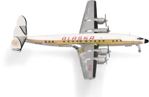 Herpa 573023 Airplane Alaska Airlines Lockheed L-1649A Starliner Miniature at 1:200 Scale, Collector's Item, Model Without Stand, Metal, Multicolor