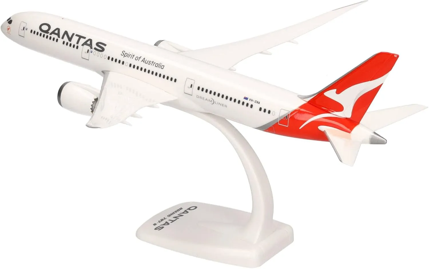 Herpa Snap-fit Airplane Model Boeing 787-9 Dreamliner Qantas on Scale of 1:200, Plastic Miniature with pedastal, Model Building, Collectors Edition
