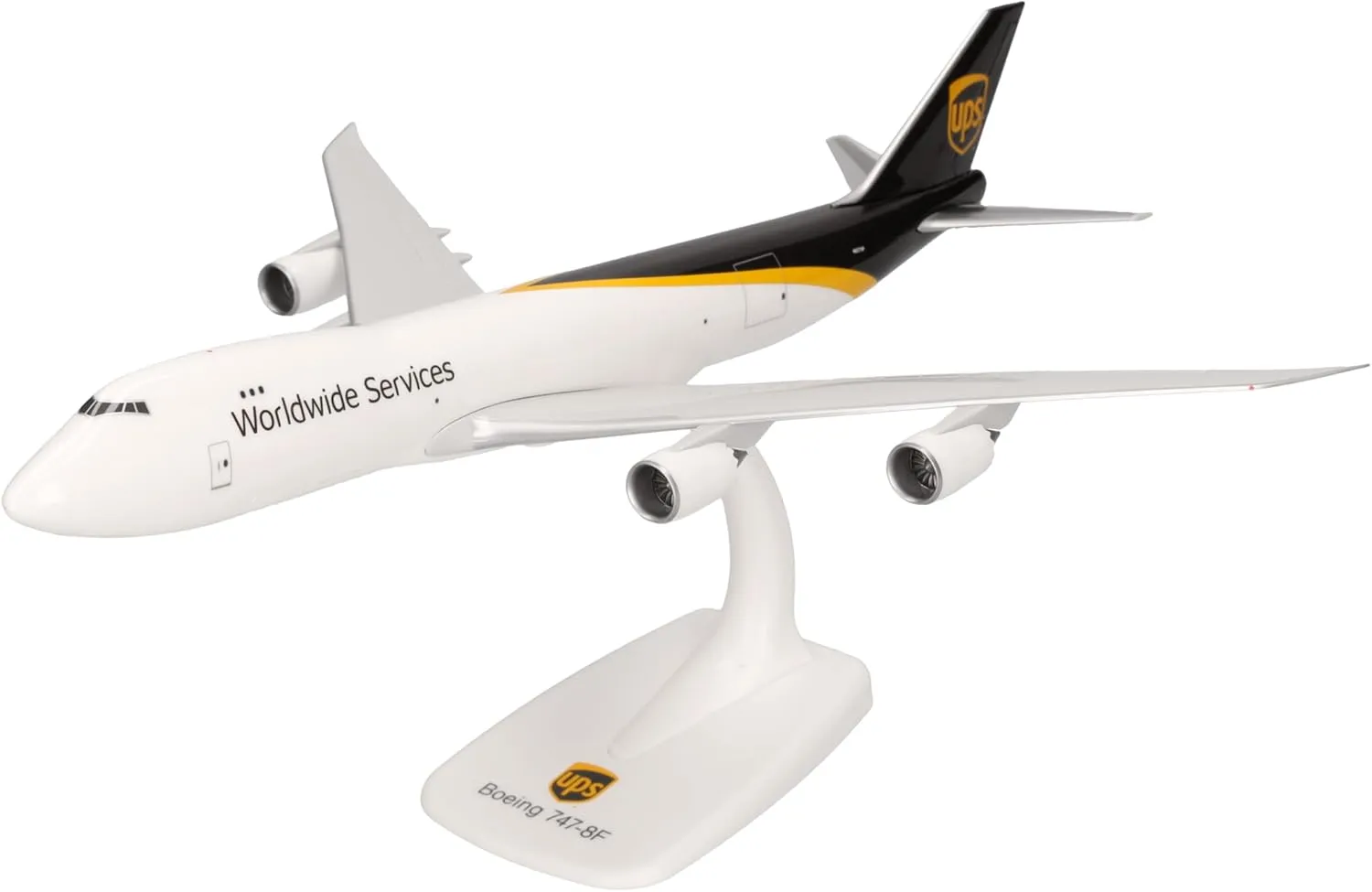 Herpa Snap-fit Airplane Model UPS Boeing 747-8F on Scale of 1:250, Plastic Miniature with pedastal, Model Building, Collectors Edition