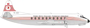Herpa Turkish Airlines Vickers Viscount 700 - TC-SES 1:200 Scale Aircraft Model Collector's Piece Miniature Deco Figurine with Metal Stand