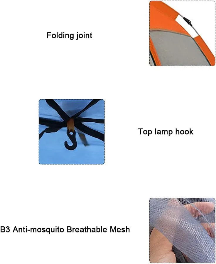 Hexagonal Tent Automatic Opening Pop Up Tent Outdoor Camping Tent Double Layer Portable Lightweight Backpack Tent Perfect for Camping (Blue 3~5 Person) (Blue 3~5 Person)
