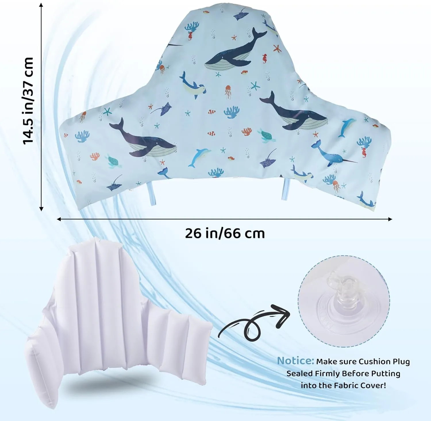 High Chair Cushion with Cover Pad for IKEA Antilop Babies Toddlers Inflatable & Reversible Built-in Inflatable Cushion