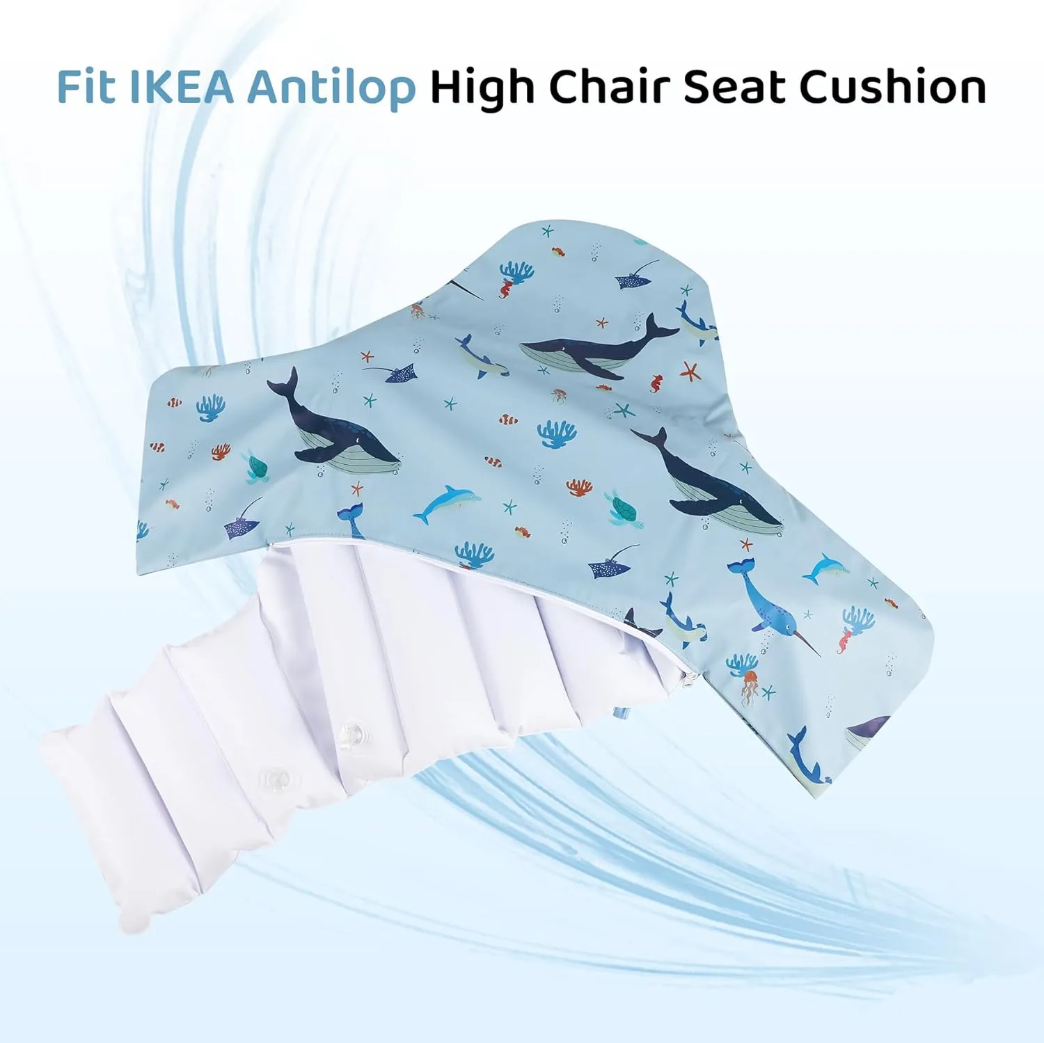 High Chair Cushion with Cover Pad for IKEA Antilop Babies Toddlers Inflatable & Reversible Built-in Inflatable Cushion