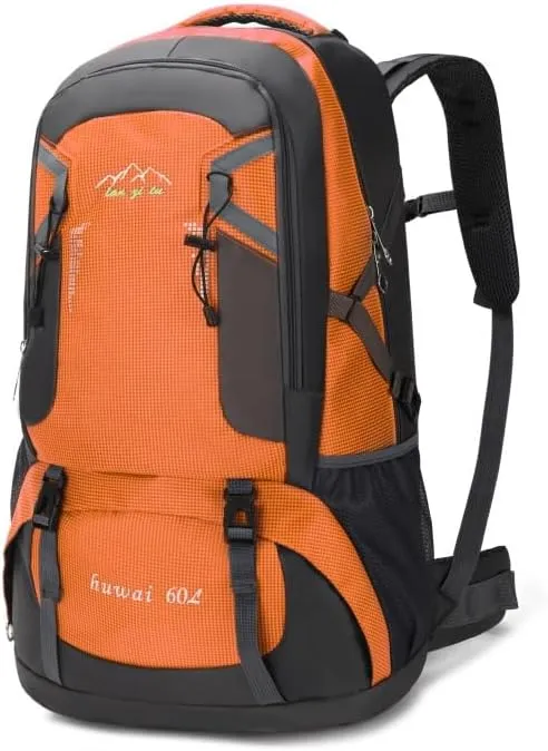Hiking Backpack, 75L Large Camping Backpack, Shoe Compartment Bag, Waterproof Expandable Backpack, Outdoor Sports Travel Backpack, Military Tactical Backpack,Orange,75L large