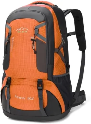 Hiking Backpack, 75L Large Camping Backpack, Shoe Compartment Bag, Waterproof Expandable Backpack, Outdoor Sports Travel Backpack, Military Tactical Backpack,Orange,75L large