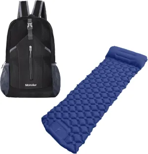 Hiking Backpack and Ultralight Inflatable Camping Sleeping Pad, Ideal for Hiking, Travel & Outdoor Adventures