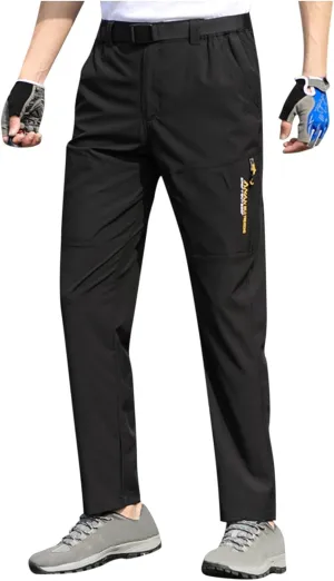 Hiking Pants Men with Belt 5 Pockets Waterproof Lightweight Quick Dry Travel Fishing Workout Outdoor Pant Stretch Active