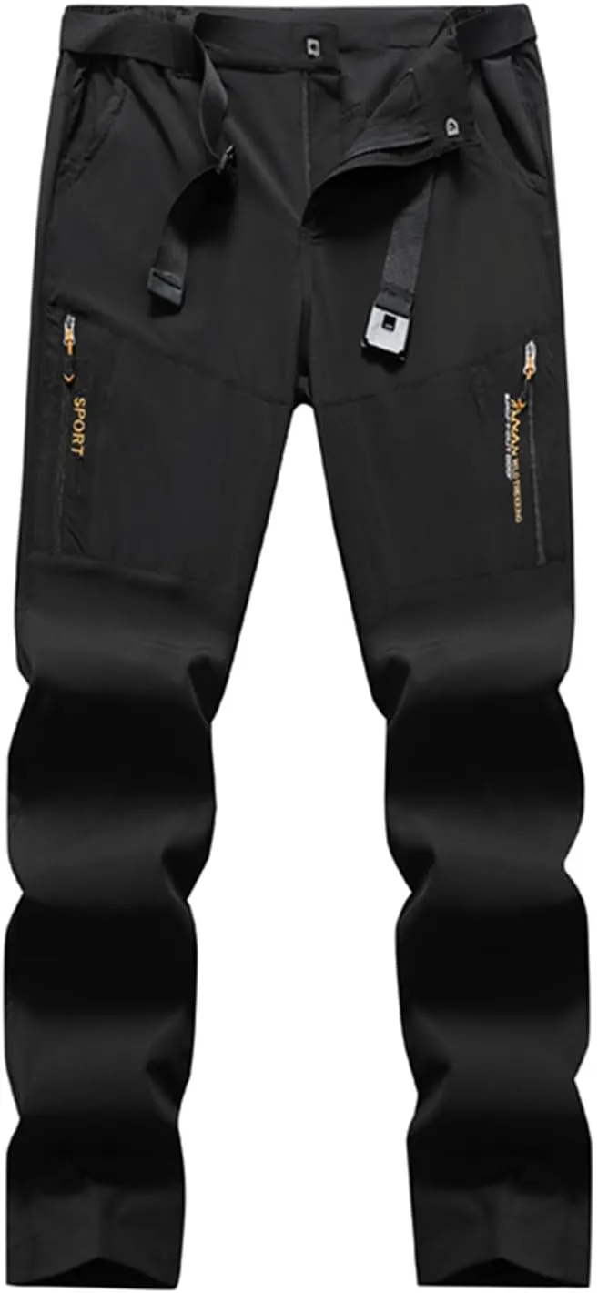 Hiking Pants Men with Belt 5 Pockets Waterproof Lightweight Quick Dry Travel Fishing Workout Outdoor Pant Stretch Active