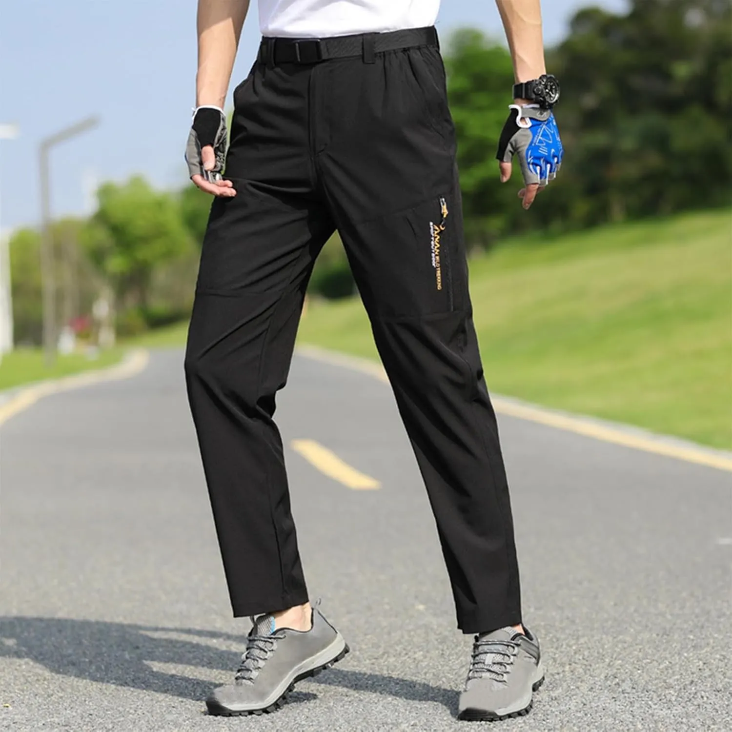 Hiking Pants Men with Belt 5 Pockets Waterproof Lightweight Quick Dry Travel Fishing Workout Outdoor Pant Stretch Active
