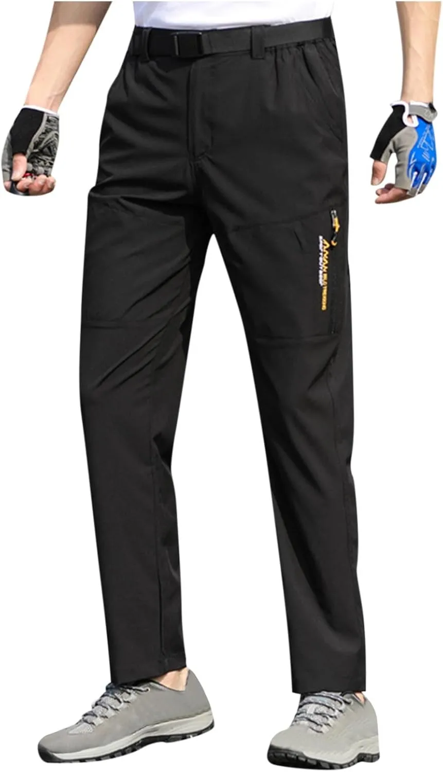Hiking Pants Men with Belt 5 Pockets Waterproof Lightweight Quick Dry Travel Fishing Workout Outdoor Pant Stretch Active