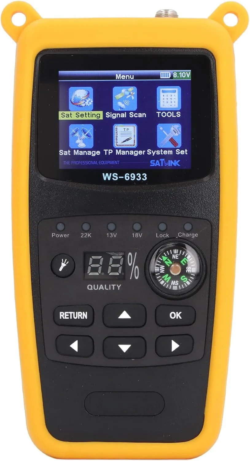 Hilitand 2.1 Inch TFT Colour LCD Screen, Multifunctional Satellite Finder with Compass and Backlit Buttons (US Plug), Hilitandmwkfa60hdz-12