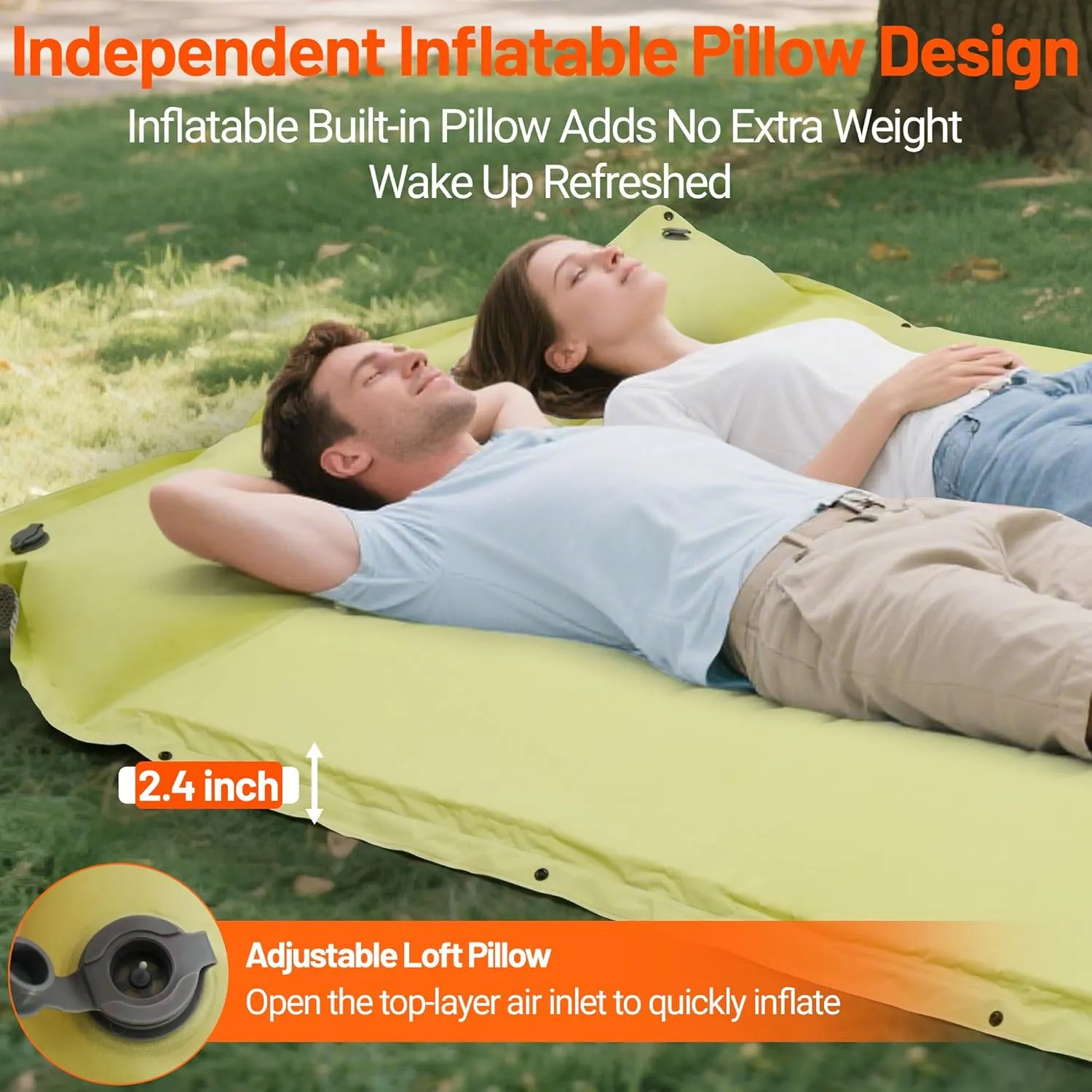 Himalaya Lightweight Camping Sleeping Pad Inflatable Sleeping Mat Compact Camping Air Mattress with Pillow 2 Person Backpacking Foam Sleeping Pad