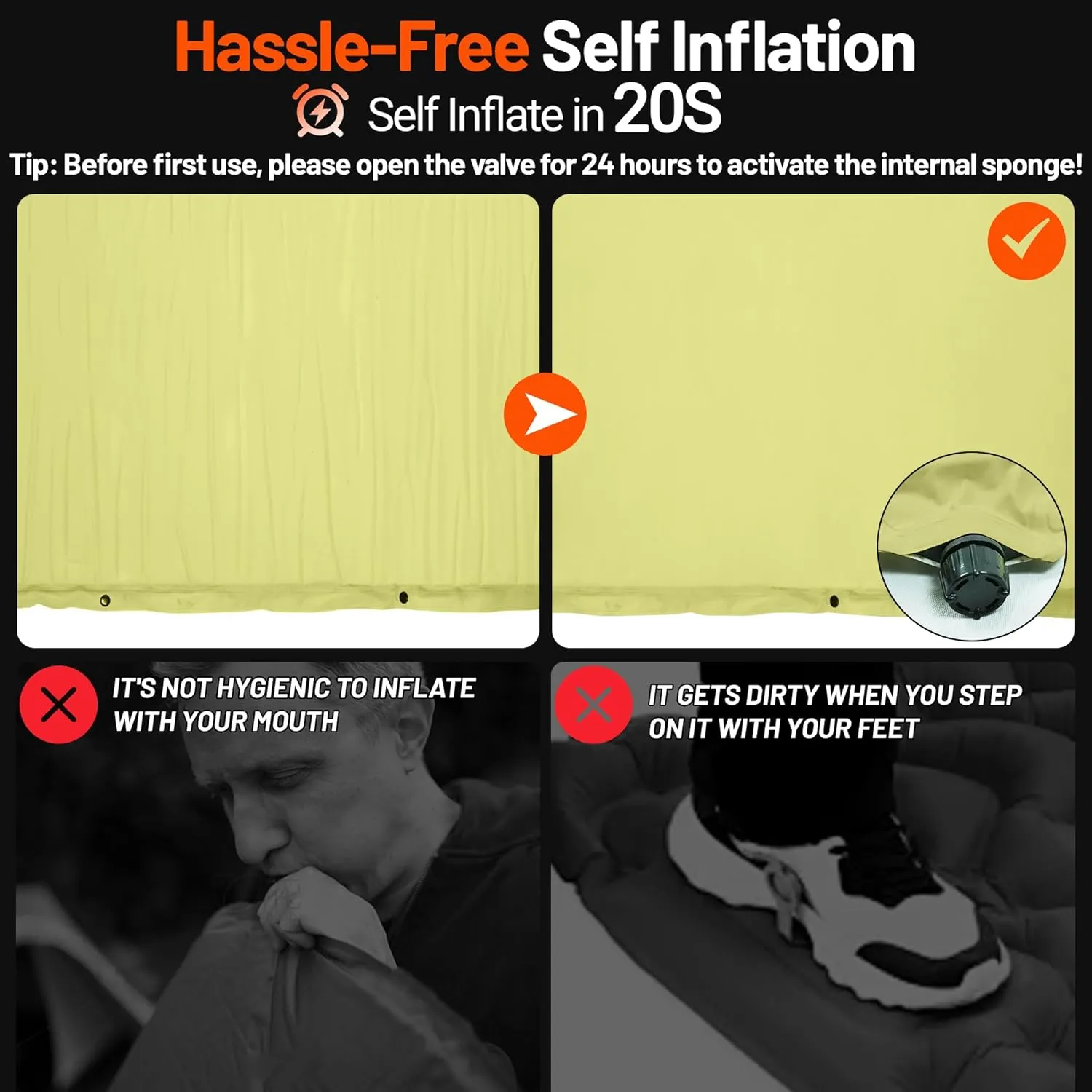 Himalaya Lightweight Camping Sleeping Pad Inflatable Sleeping Mat Compact Camping Air Mattress with Pillow 2 Person Backpacking Foam Sleeping Pad