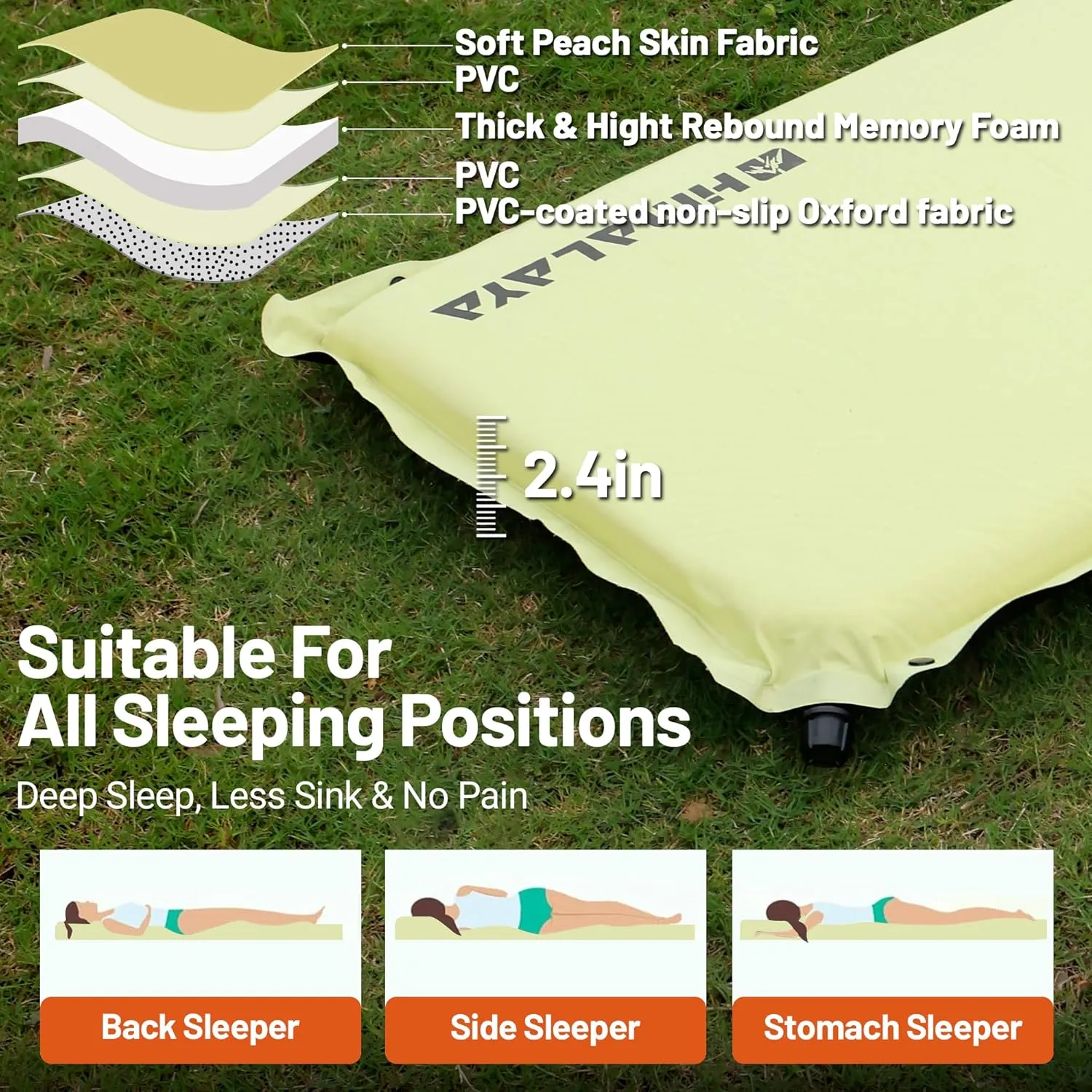 Himalaya Lightweight Camping Sleeping Pad Inflatable Sleeping Mat Compact Camping Air Mattress with Pillow Backpacking Foam Sleeping Pad