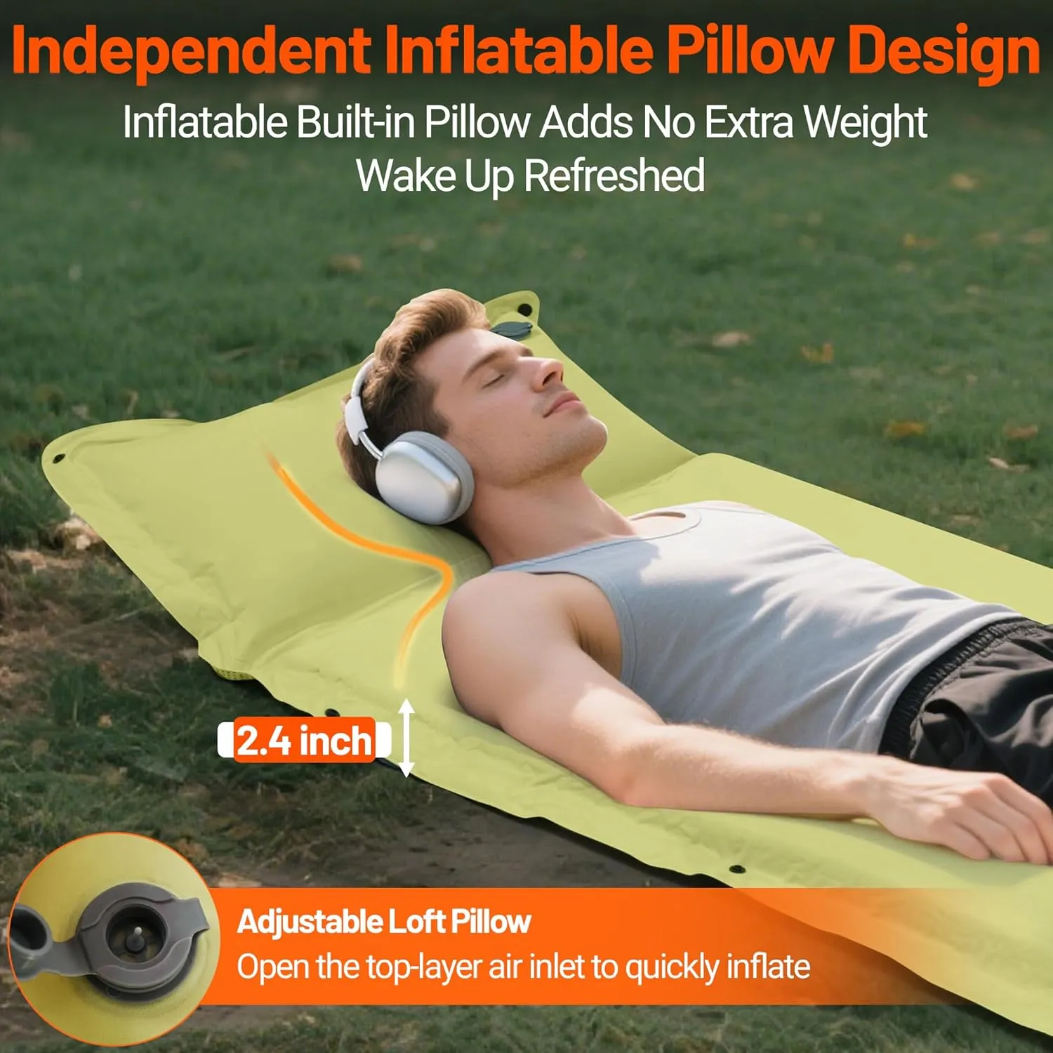Himalaya Lightweight Camping Sleeping Pad Inflatable Sleeping Mat Compact Camping Air Mattress with Pillow Backpacking Foam Sleeping Pad