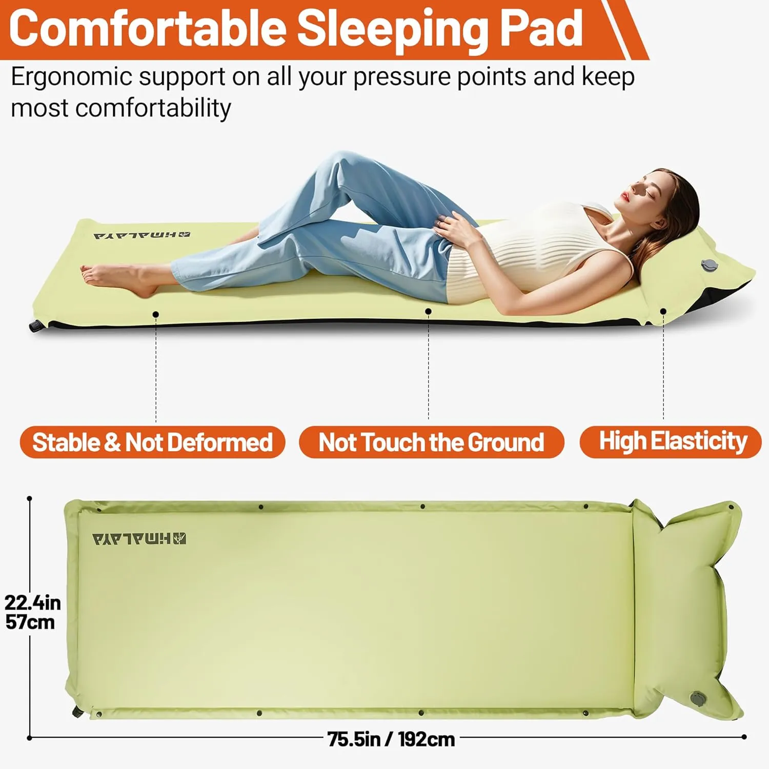 Himalaya Lightweight Camping Sleeping Pad Inflatable Sleeping Mat Compact Camping Air Mattress with Pillow Backpacking Foam Sleeping Pad