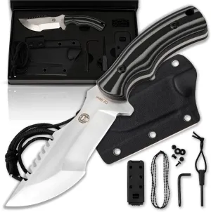 Holtzman's Gorilla Survival Baby Tracker Fixed Blade Hunting & Camping Knife with Fire Starter and Complete Tactical Survival Kit (Grey)