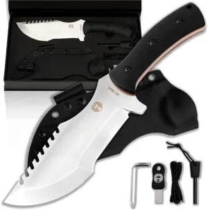 Holtzman's Gorilla Survival Tracker Fixed Blade Hunting & Camping Knife with Fire Starter and Complete Tactical Survival Kit (Black)