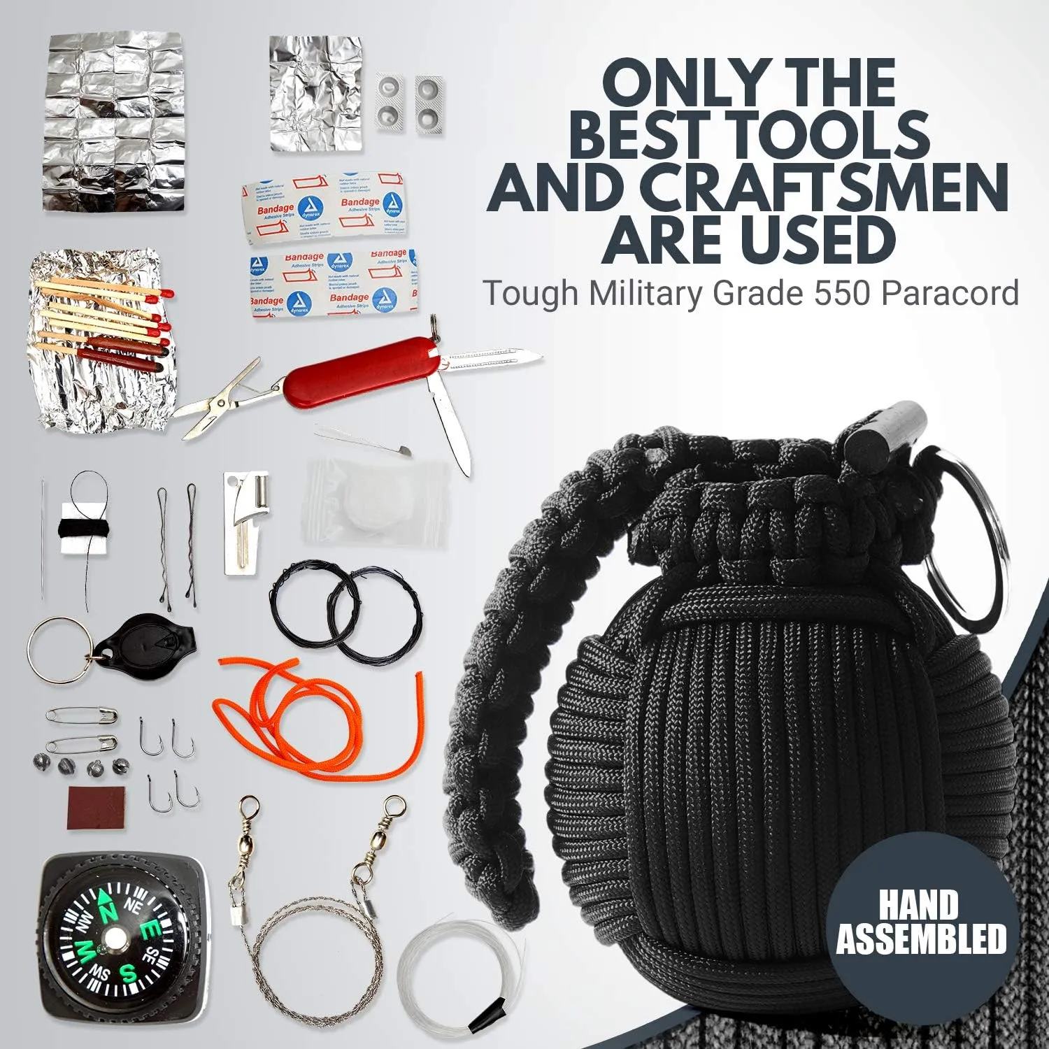 Holtzman’s Survival Kit Paracord Grenade The #1 Best 48 Tool Emergency kit