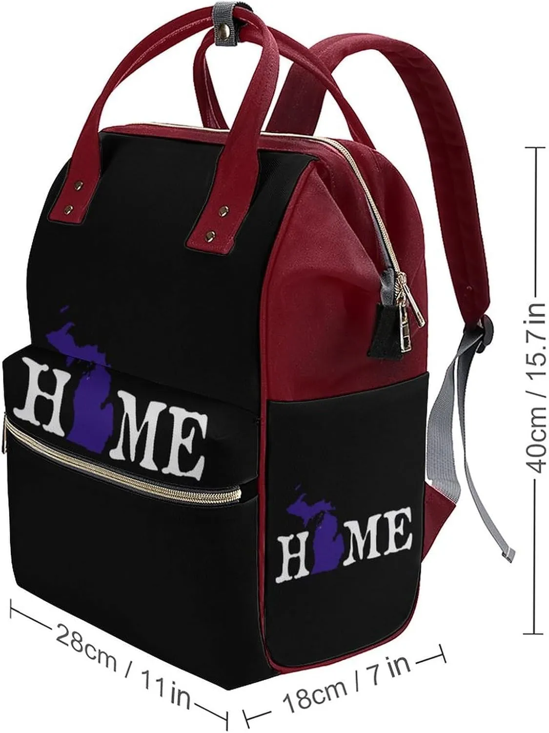 Home Michigan Large Travel Bag Backpack Waterproof Bags for Women Back Pack with Bottle Pocket