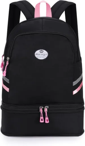 HUA ANGEL Multi-purpose Nylon Travel Backpack Foldable Women's Gym Pack with Shoe Compartment - Fitness Sport Swimming 20-30l