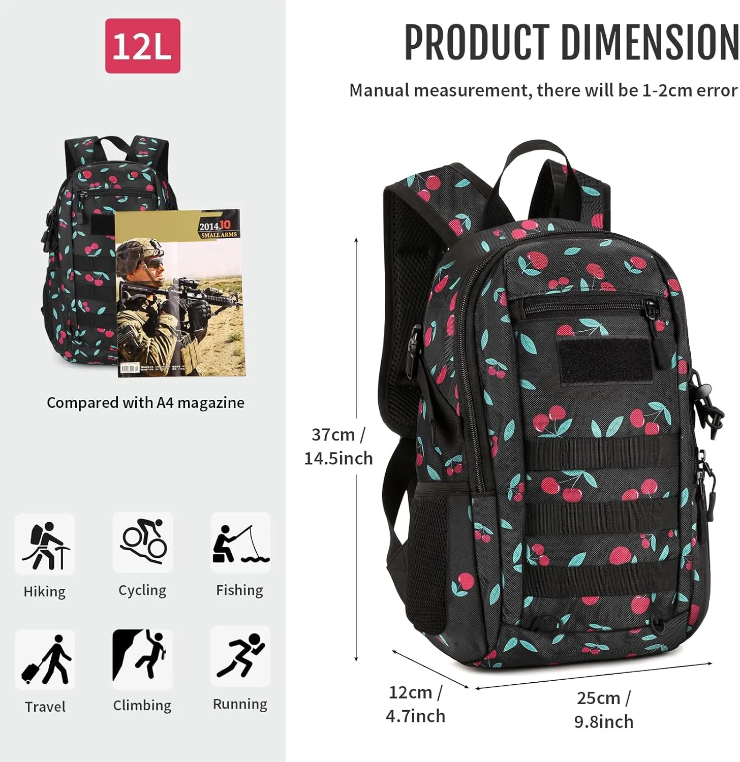 HUNTVP 10L/20L Mini Daypack Military MOLLE Backpack Rucksack Gear Tactical Assault Pack Bag for Hunting Camping Trekking